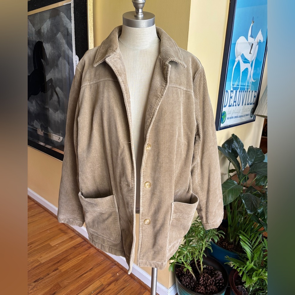 vintage eddie bauer tan corduroy barn jacket or chore coat